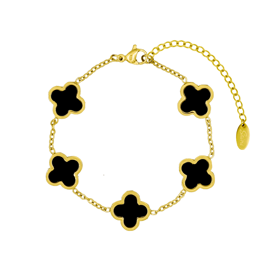 Black Classic Clover Armband 18K Vergoldet