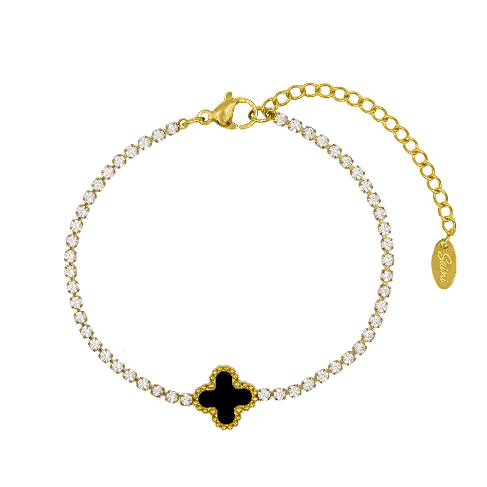 Black Clover Tennis Armband 18K Vergoldet