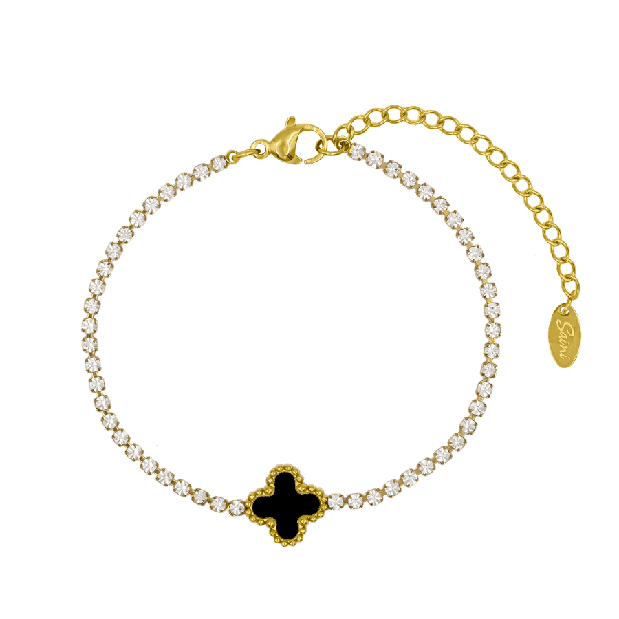 Black Clover Tennis Armband 18K Vergoldet