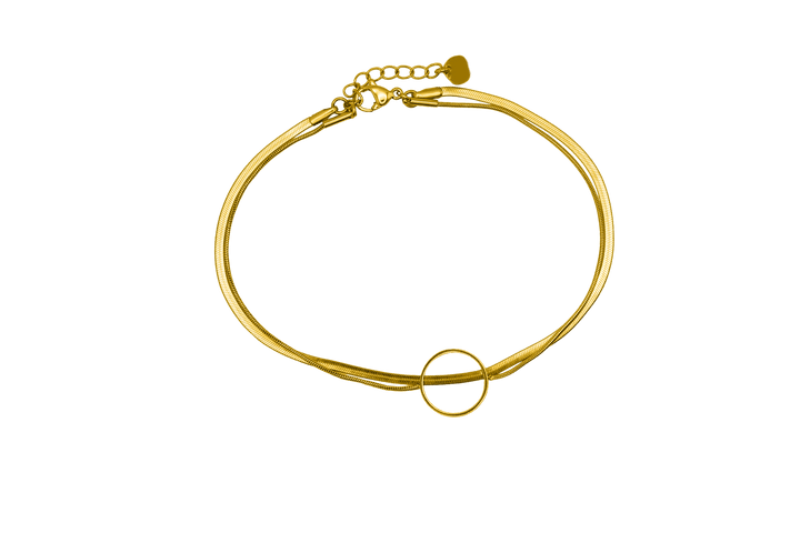 Double Round Sleek Anklet 14K Vergoldet - Saini Jewelry