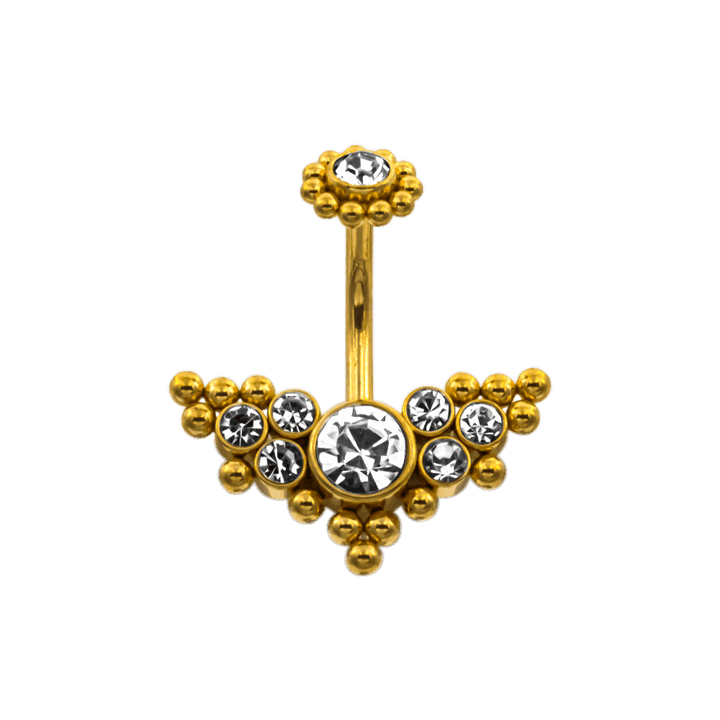 Unique Stones Belly Button Piercing 18K Vergoldet