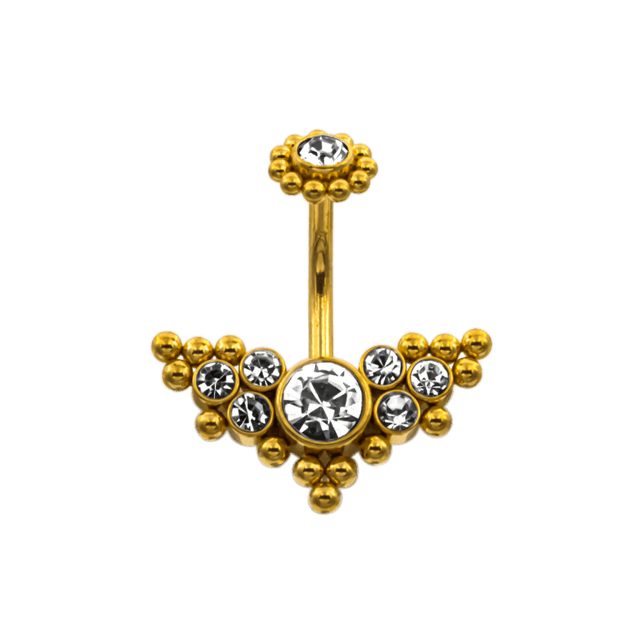 Unique Stones Belly Button Piercing 18K Vergoldet