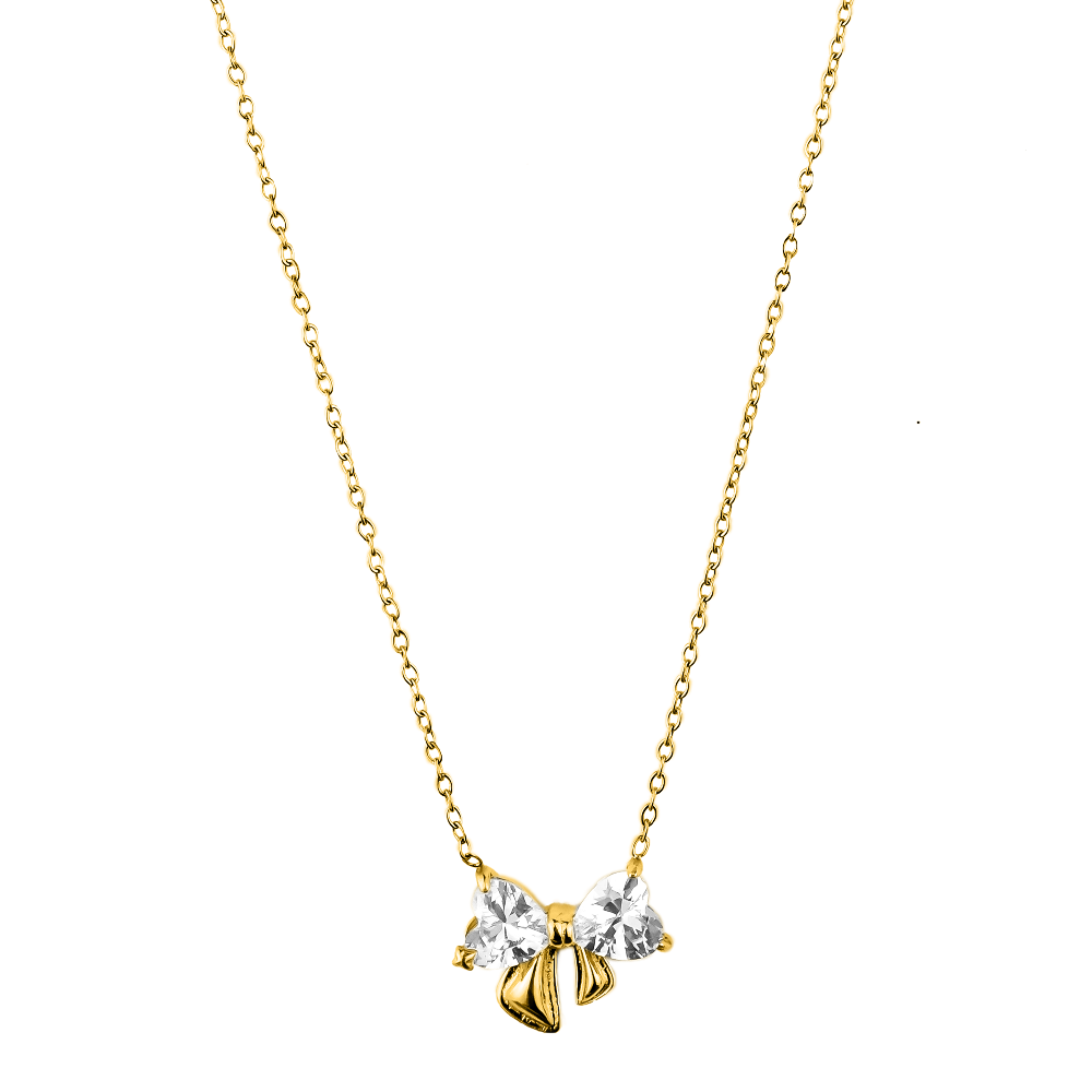 Heart Ribbon Kette 14K Vergoldet