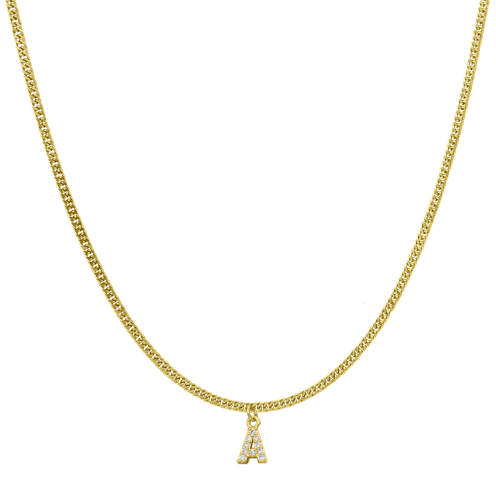 Basic Mini Diamond Letter Kette 14K Vergoldet