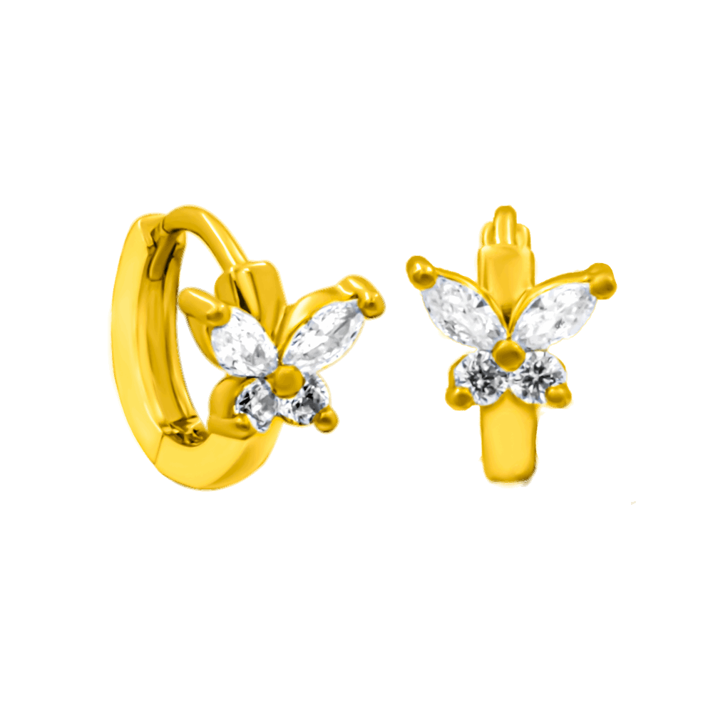Mini Butterfly Huggie 14K Vergoldet