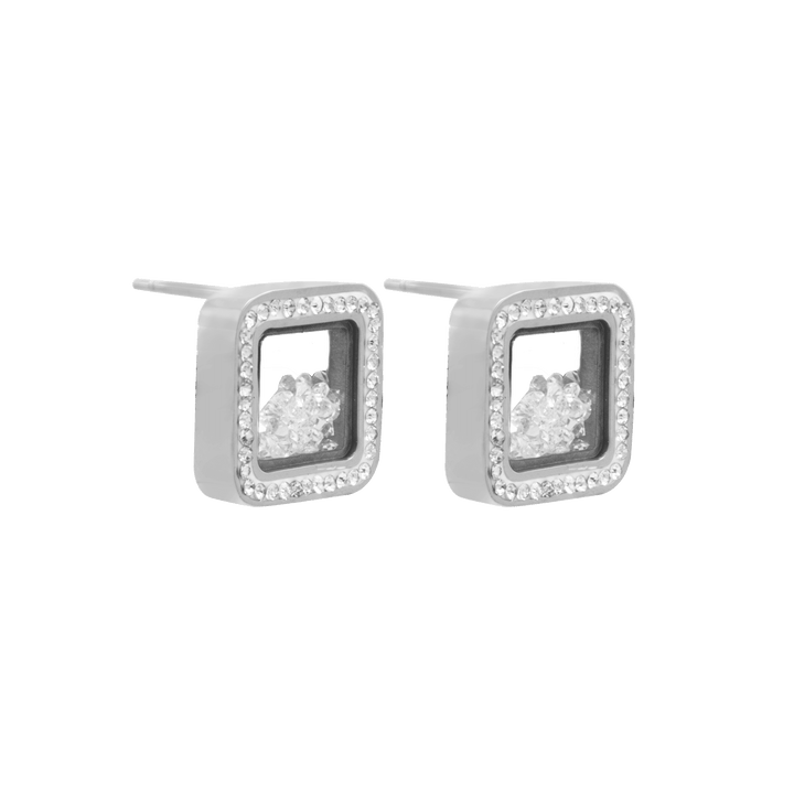 Invisible Square Stones Ohrstecker 18K Vergoldet - Saini Jewelry