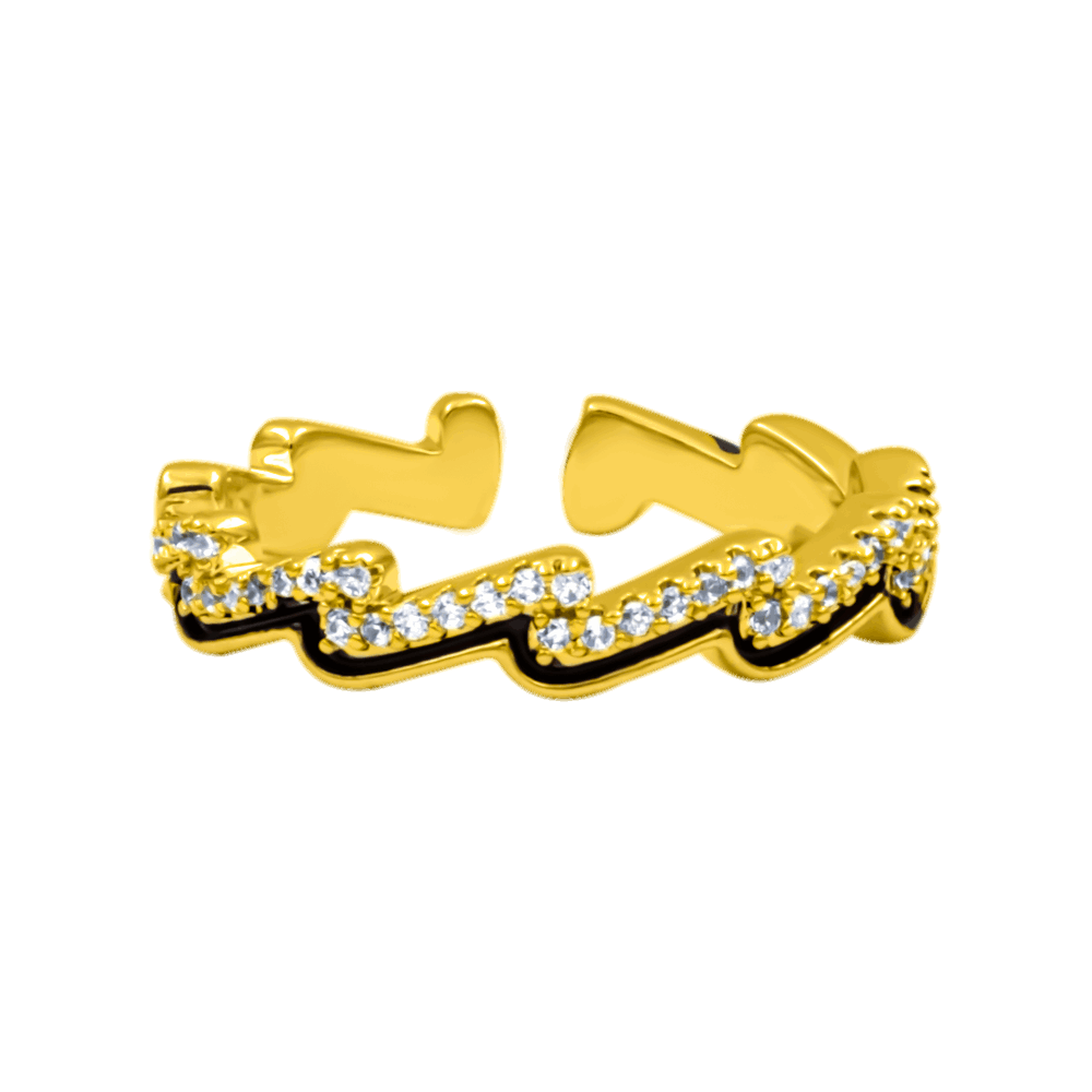 Black Wave Ring 18K Vergoldet