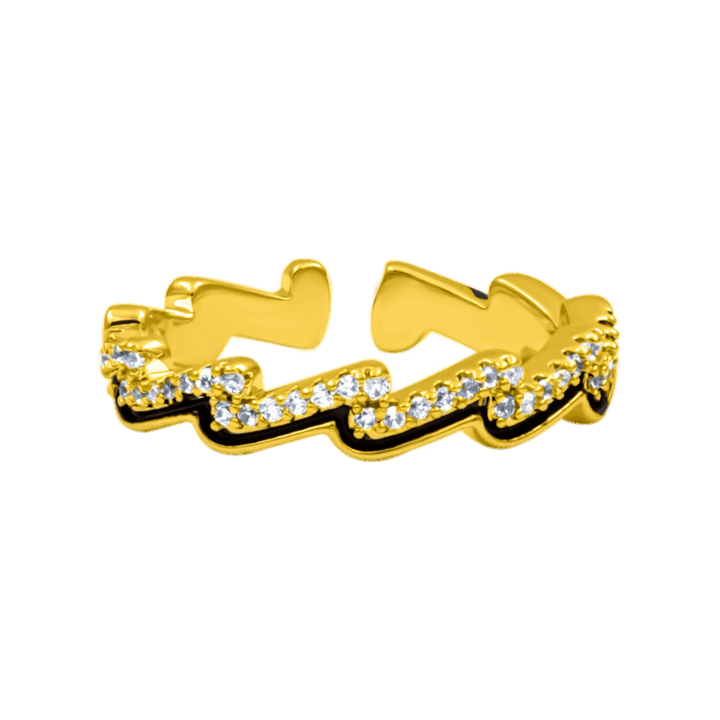 Black Wave Ring 18K Vergoldet