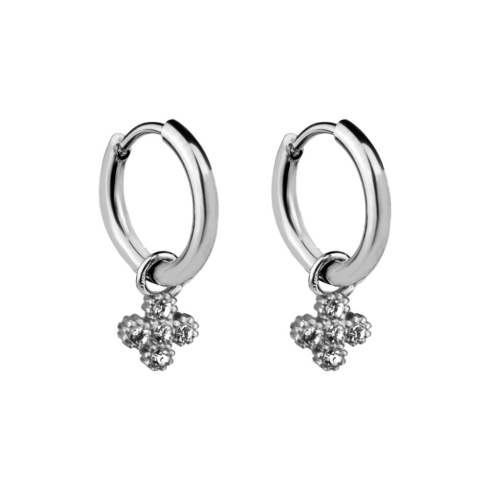 Sweet Pave Flower Huggie Ohrringe 14K Vergoldet