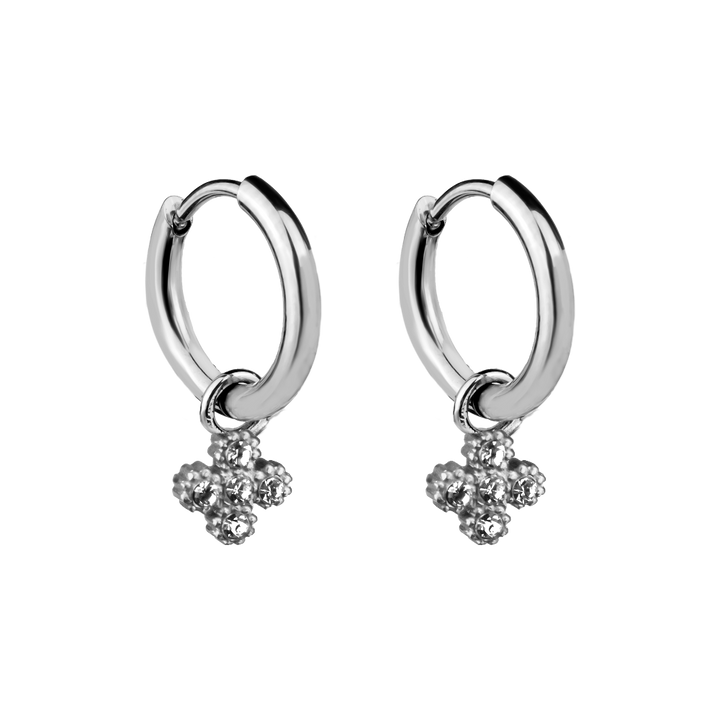 Sweet Pave Flower Huggie Ohrringe 14K Vergoldet