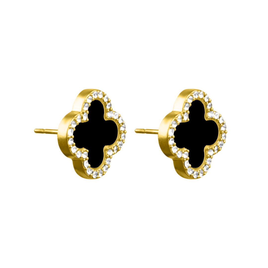 Black Pave Elegance Ohrringe 18K Vergoldet