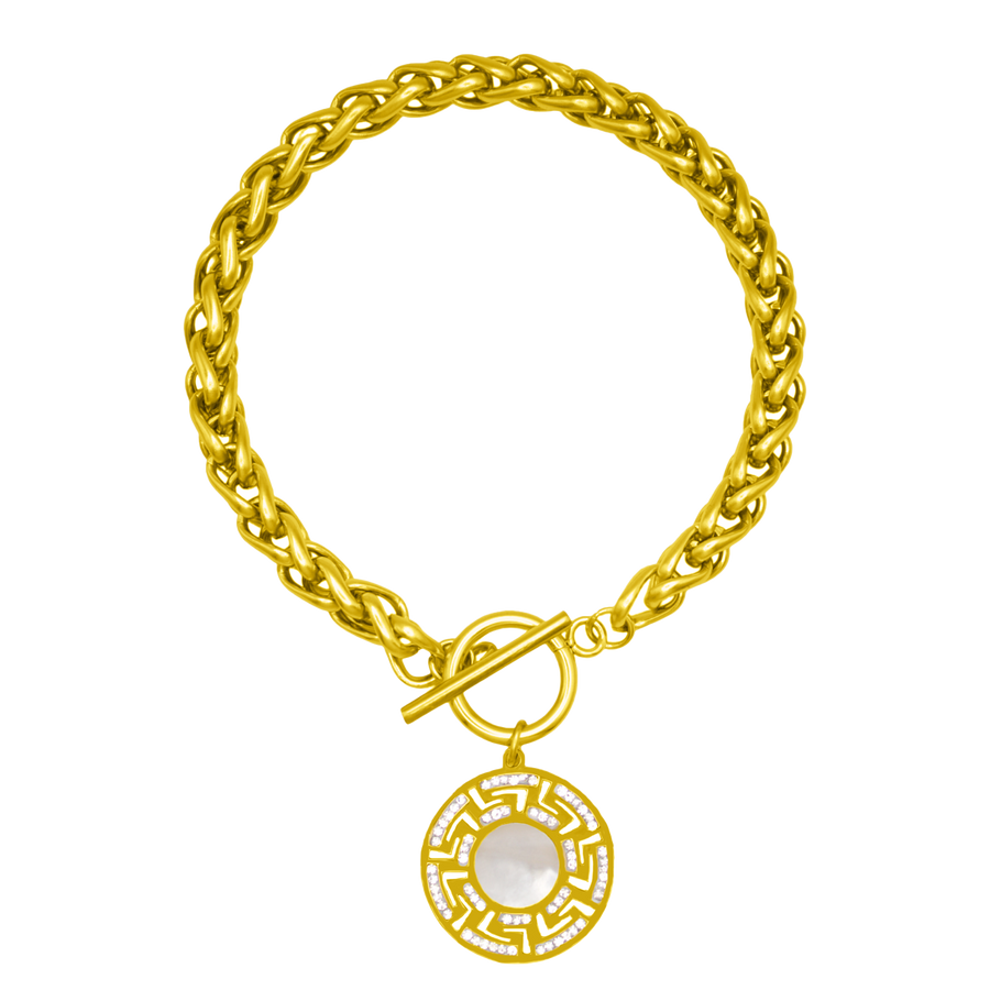 Perlmutt Round Armband 18K Vergoldet - Saini Jewelry