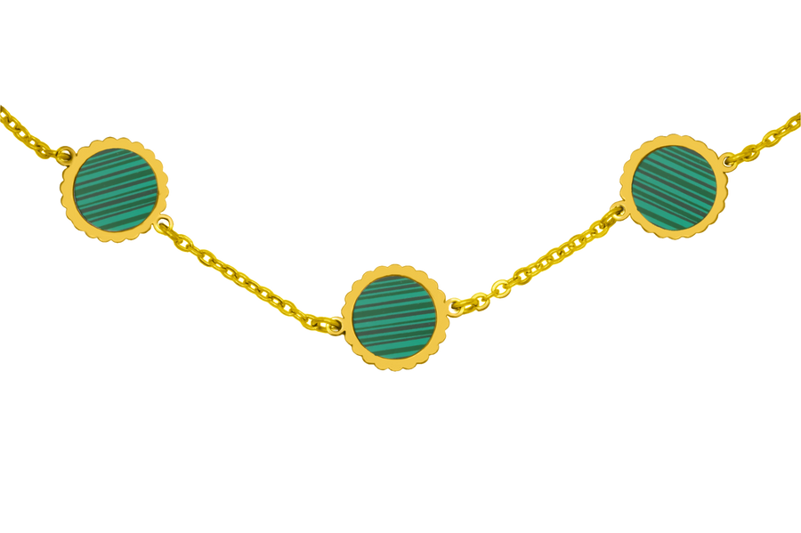 Green Round Trio Armband 18K Vergoldet - Saini Jewelry