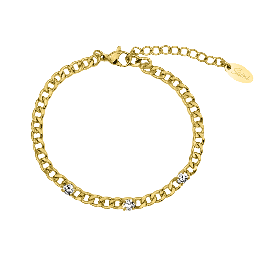 Signature Chain Stones 14K Vergoldet