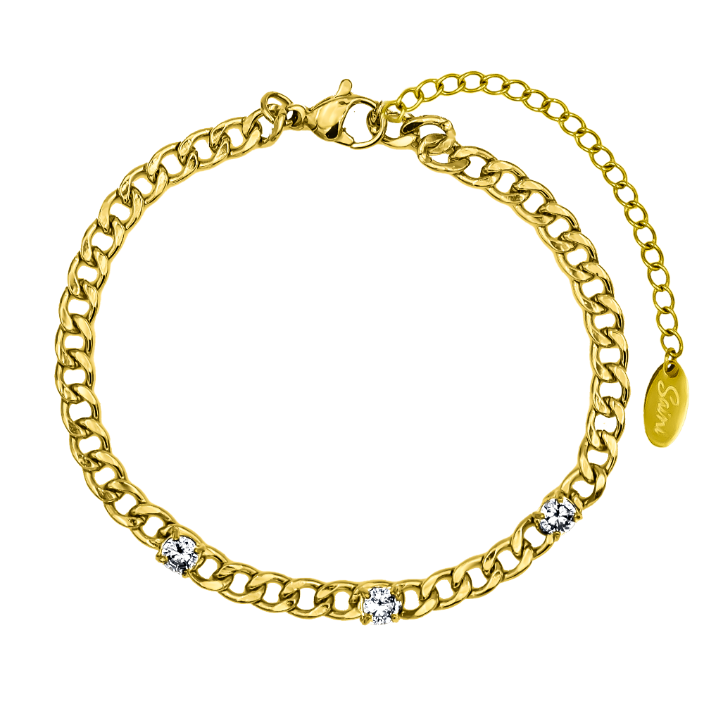 Signature Chain Stones 18K Vergoldet