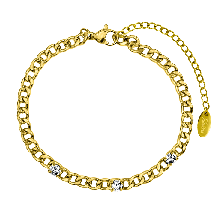 Signature Chain Stones 18K Vergoldet