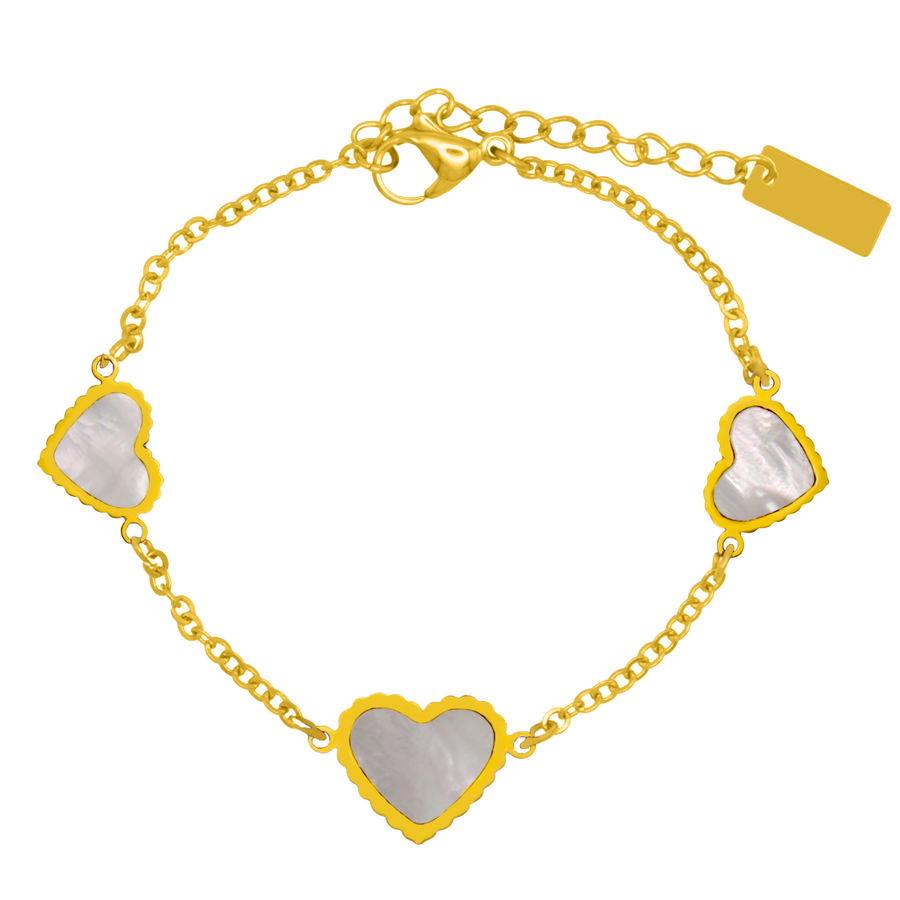 Perlmutt Golden Heart Armband 18K Vergoldet - Saini Jewelry