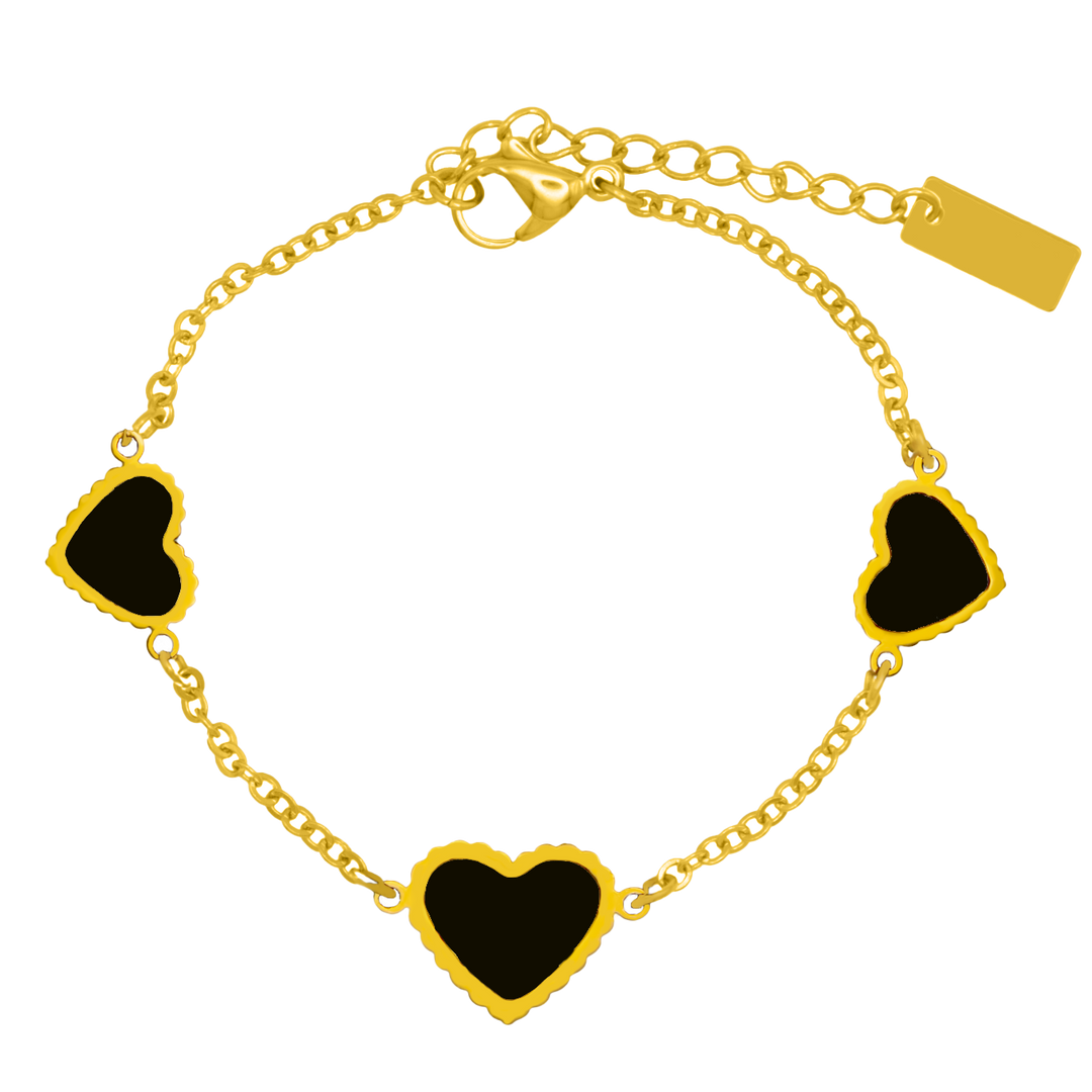 Noir Golden Heart Armband 18K Vergoldet - Saini Jewelry