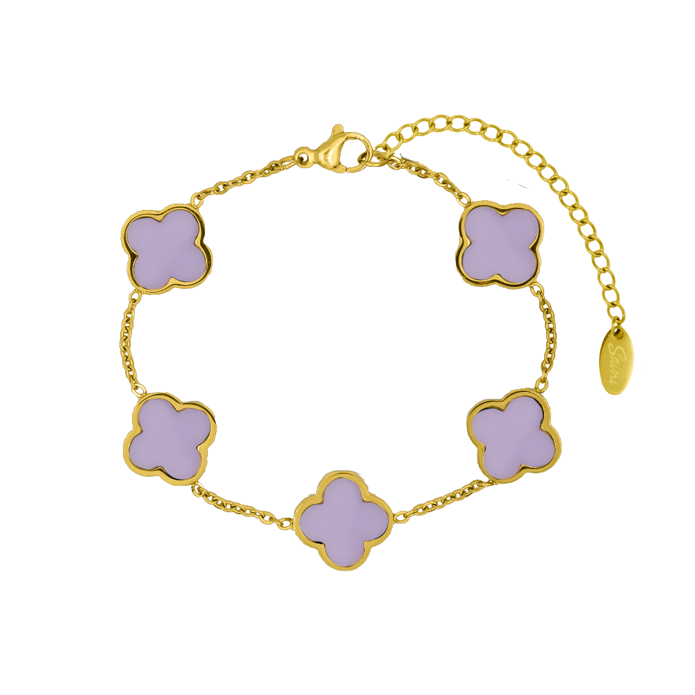 Pastel Purple Classic Clover Armband 2.0 18K Vergoldet