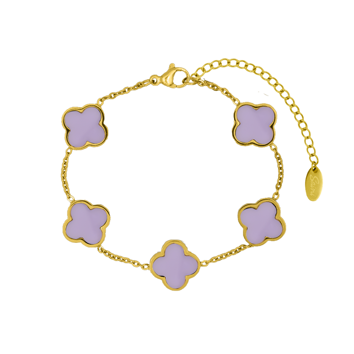 Pastel Purple Classic Clover Armband 2.0 18K Vergoldet