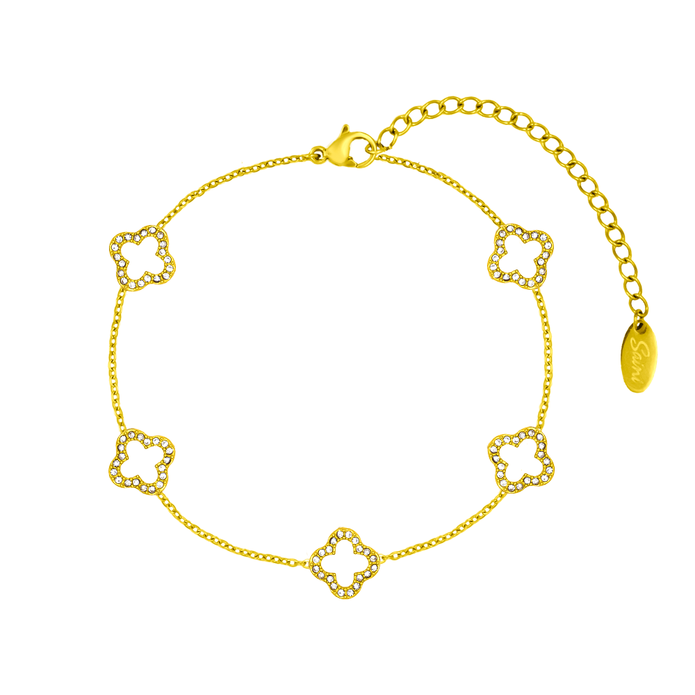 Pave Clover Armband 18K Vergoldet