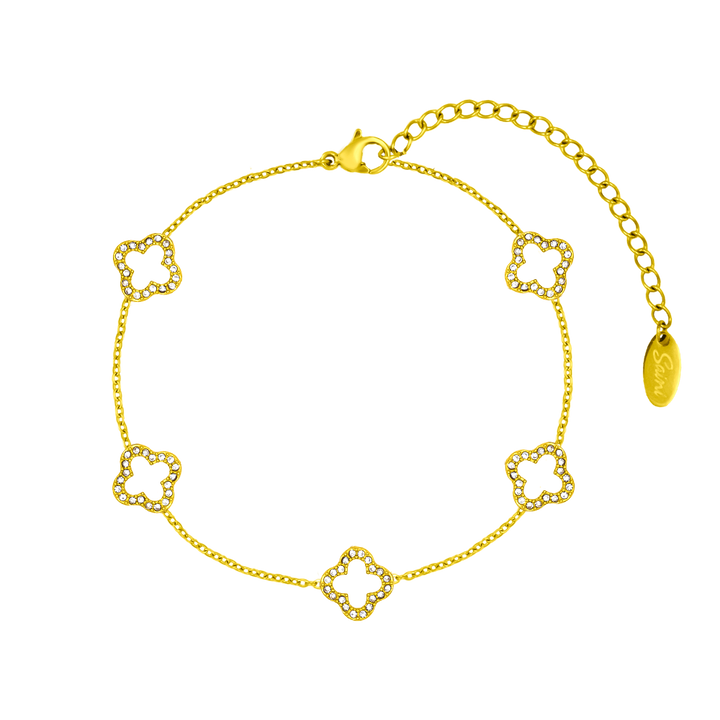 Pave Clover Armband 18K Vergoldet