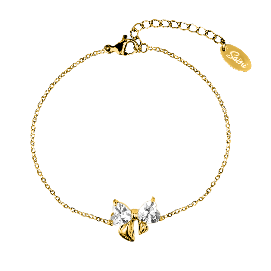 Heart Ribbon Armband 14K Vergoldet