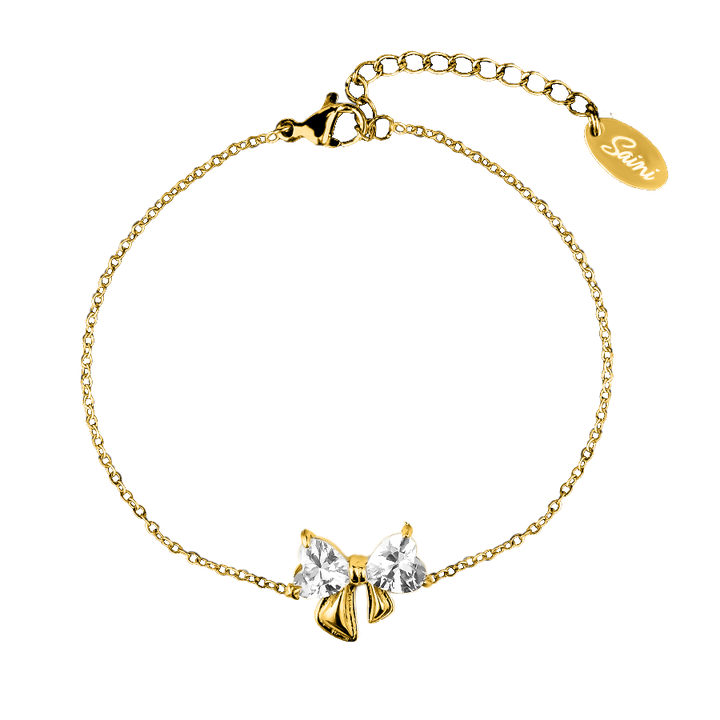 Heart Ribbon Armband 14K Vergoldet
