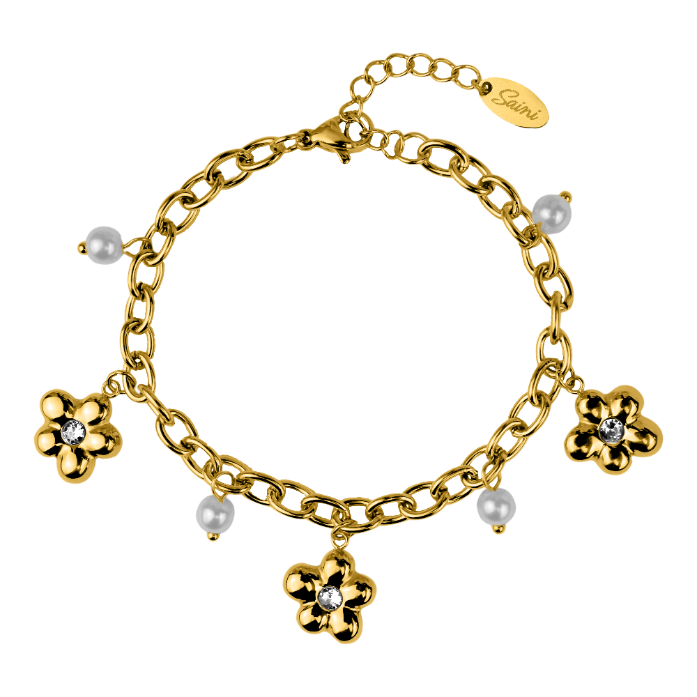 Flower Charm Armband 14K Vergoldet