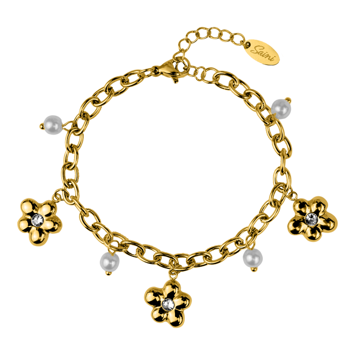Flower Charm Armband 14K Vergoldet