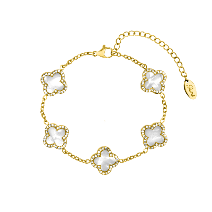 Pave Elegance Clover Armband 18K Vergoldet