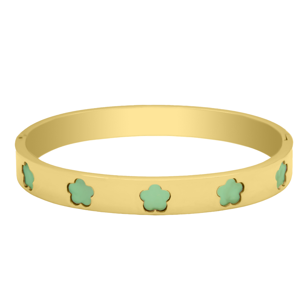 Green Blessed Leaf Armreifen 18K Vergoldet - Saini Jewelry