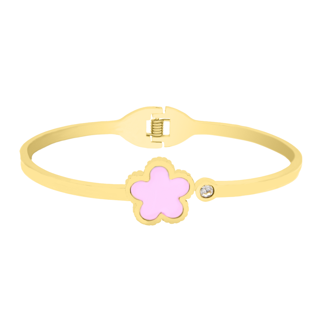 Rosa Leaf Armreifen 18K Vergoldet - Saini Jewelry