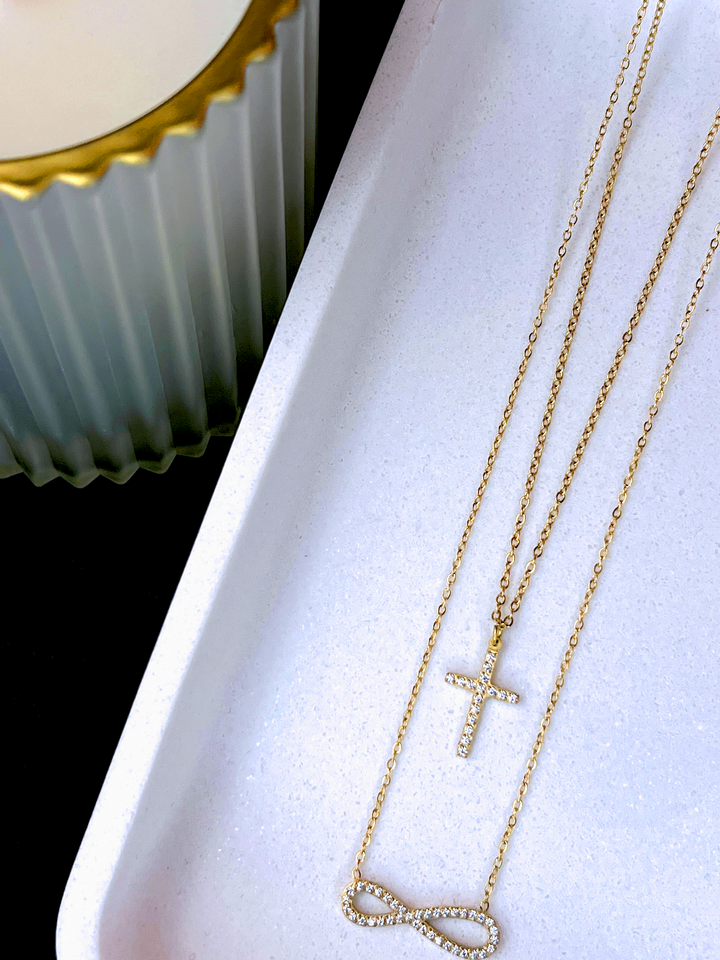 Glam Cross Kette 14K Vergoldet - Saini Jewelry