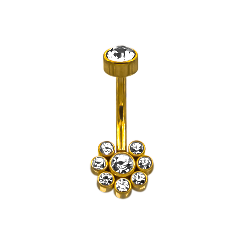 Flower Belly Piercing 18K Vergoldet