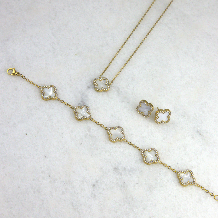 Pave Elegance Clover Ohrringe 18K Vergoldet
