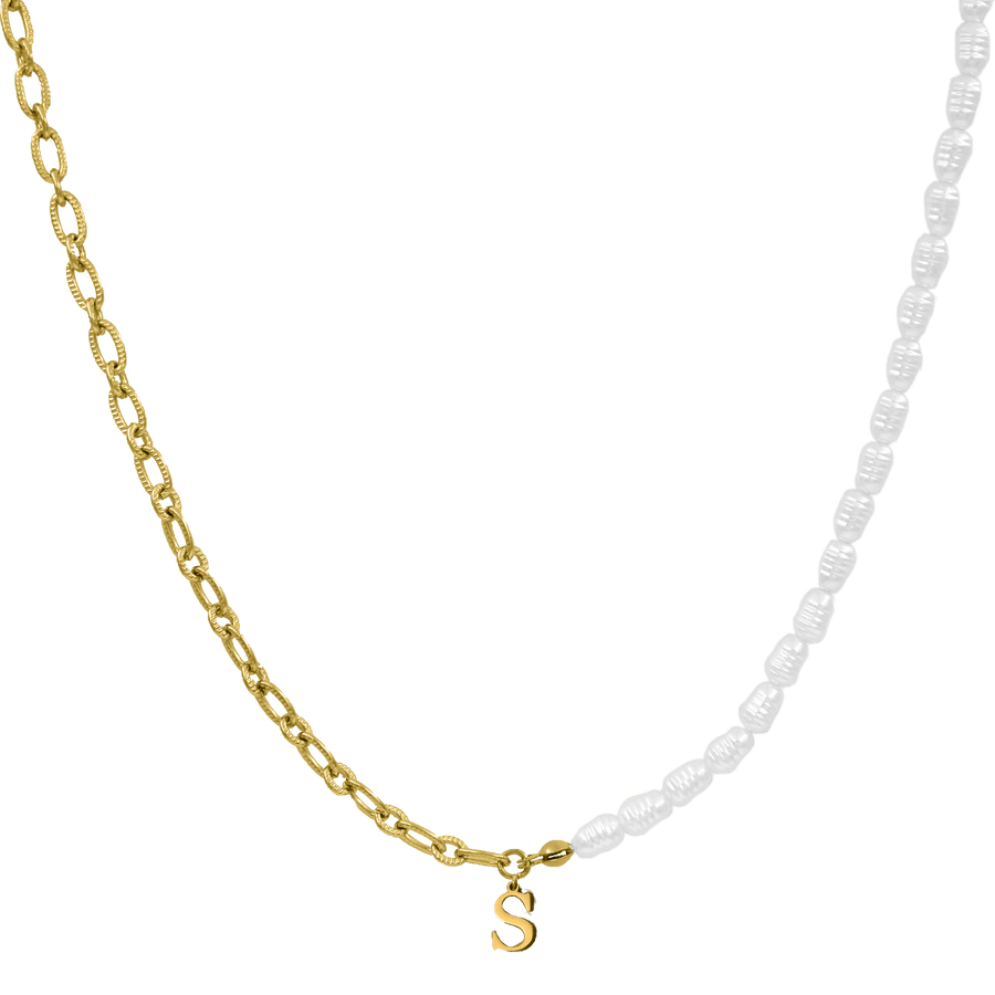 Elegant Pearl Basic Letter 14K Vergoldet