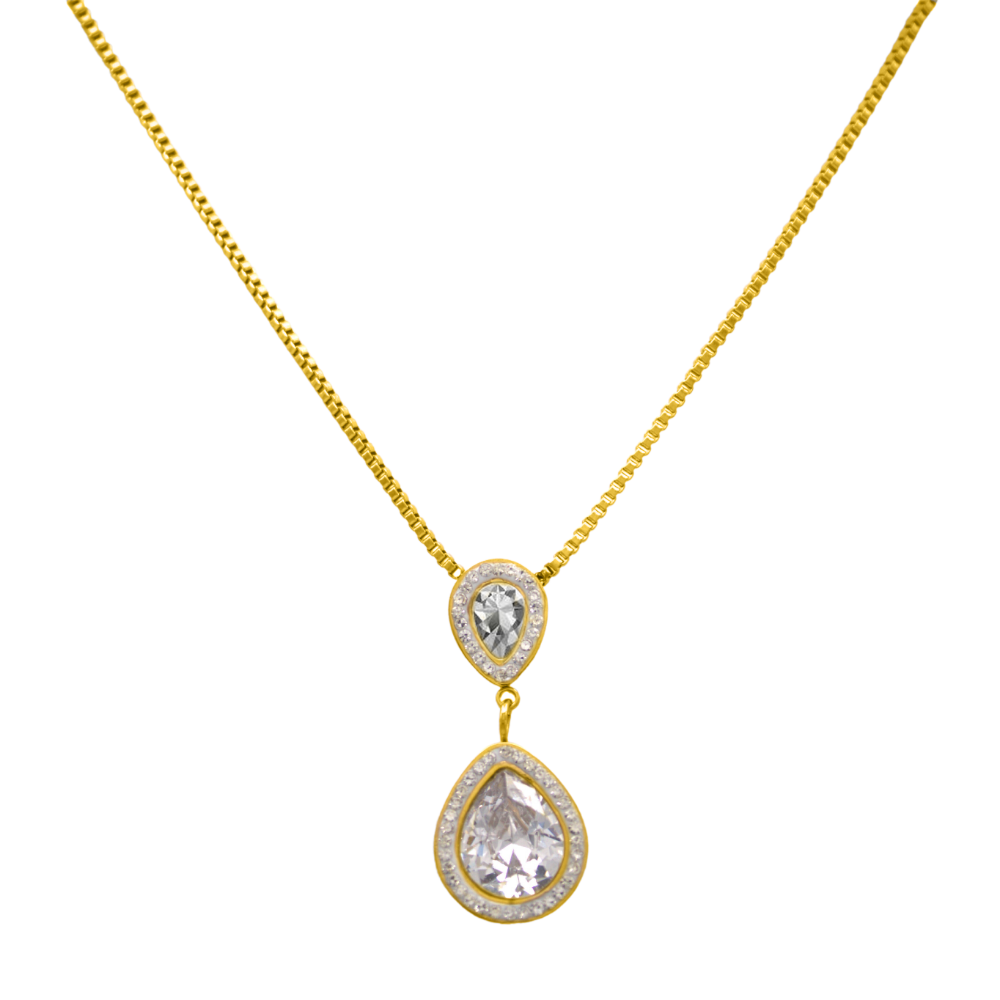 Posh Crystal Teardrop Kette 18K Vergoldet