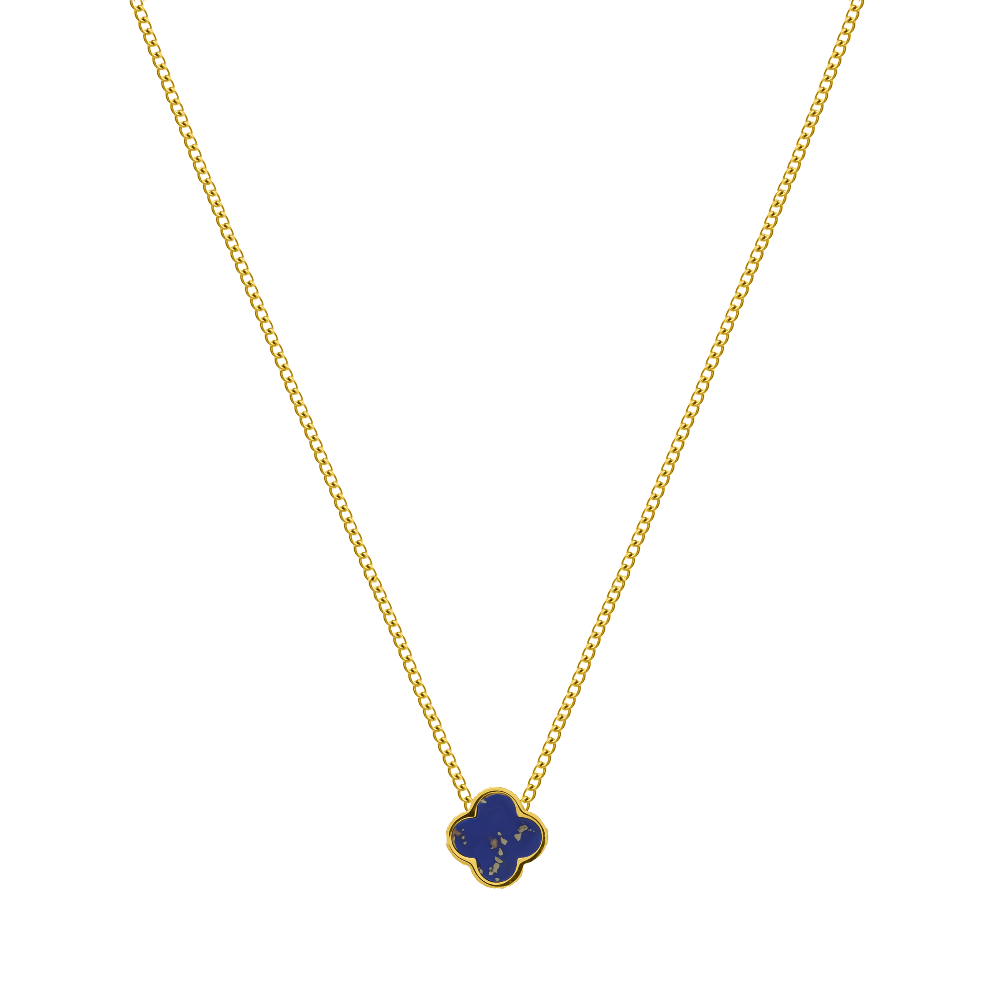 Blue Golden Kiss Classic Clover Kette 18K Vergoldet