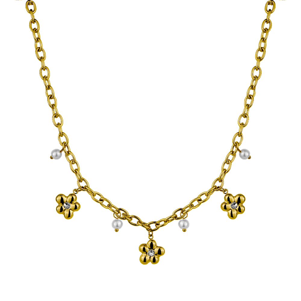 Flower Charm Kette 14K Vergoldet