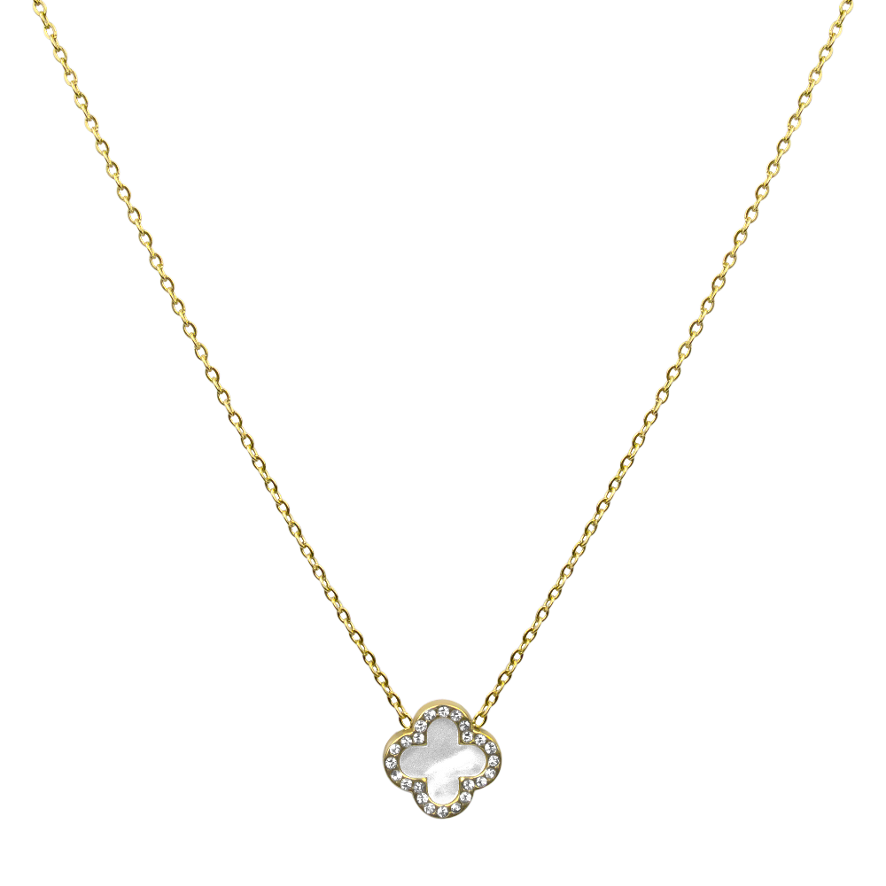 Pave Elegance Clover Kette 18K Vergoldet