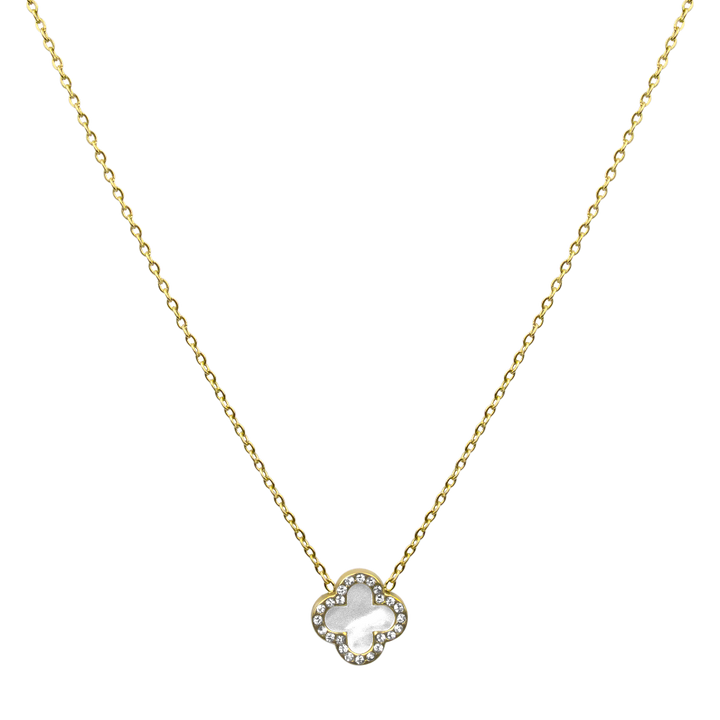 Pave Elegance Clover Kette 18K Vergoldet