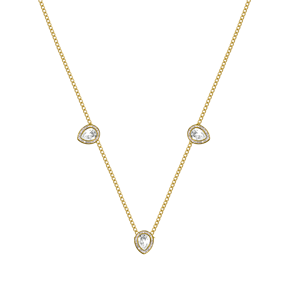 Posh Crystal Teardrop Trio 18K Vergoldet