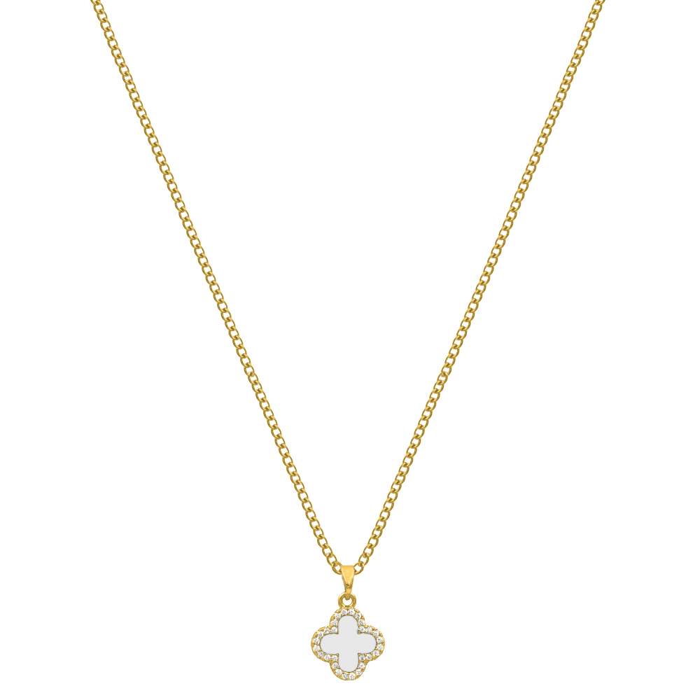 Pave Sweet Leaf Kette 18K Vergoldet