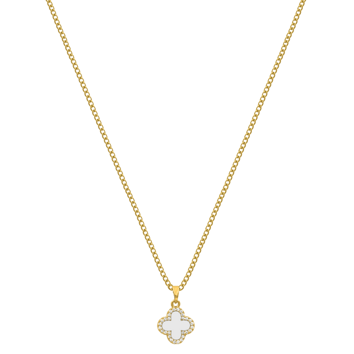 Pave Sweet Leaf Kette 18K Vergoldet