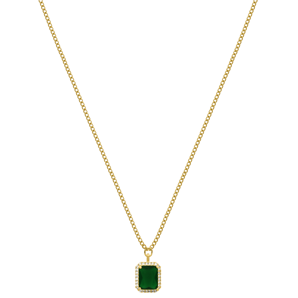 Emerald Stone Kette 14K Vergoldet