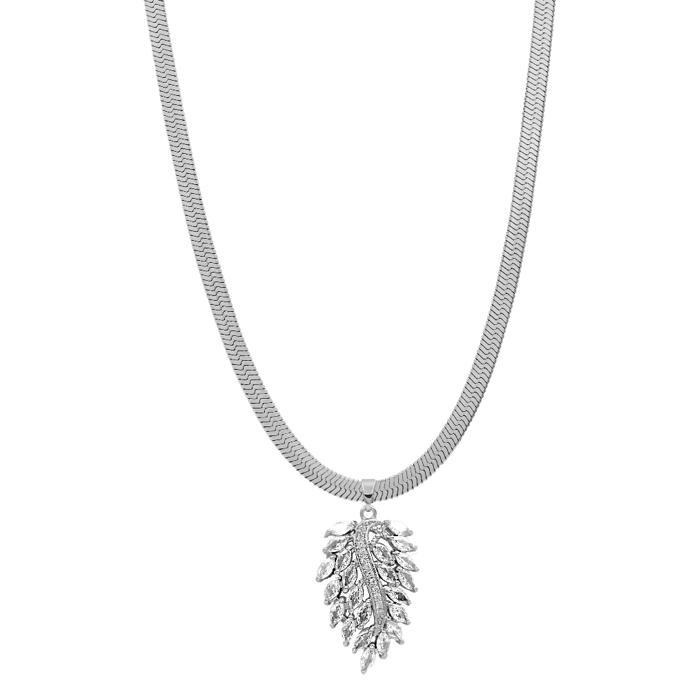 Crystal Leaf Sleek Kette 14K Vergoldet