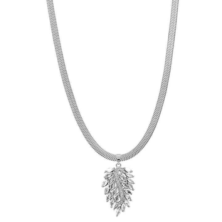 Crystal Leaf Sleek Kette 14K Vergoldet