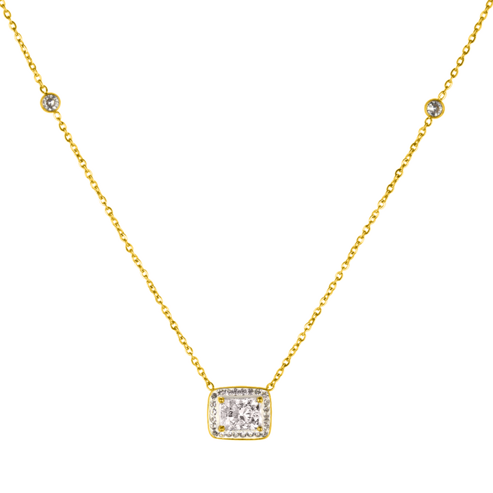 Square Elegance Stone Kette 18K Vergoldet