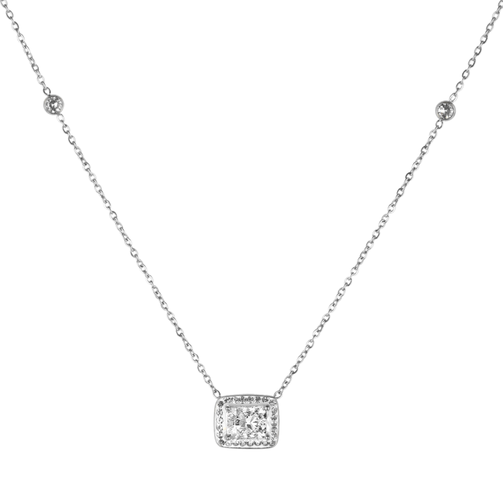 Square Elegance Stone Kette 18K Vergoldet